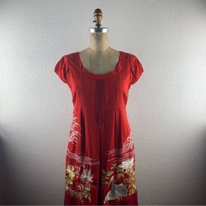 Anthropologie l S Floreat Fire’s Path Exotic Floral Embroidered Cap Sleeve Dress